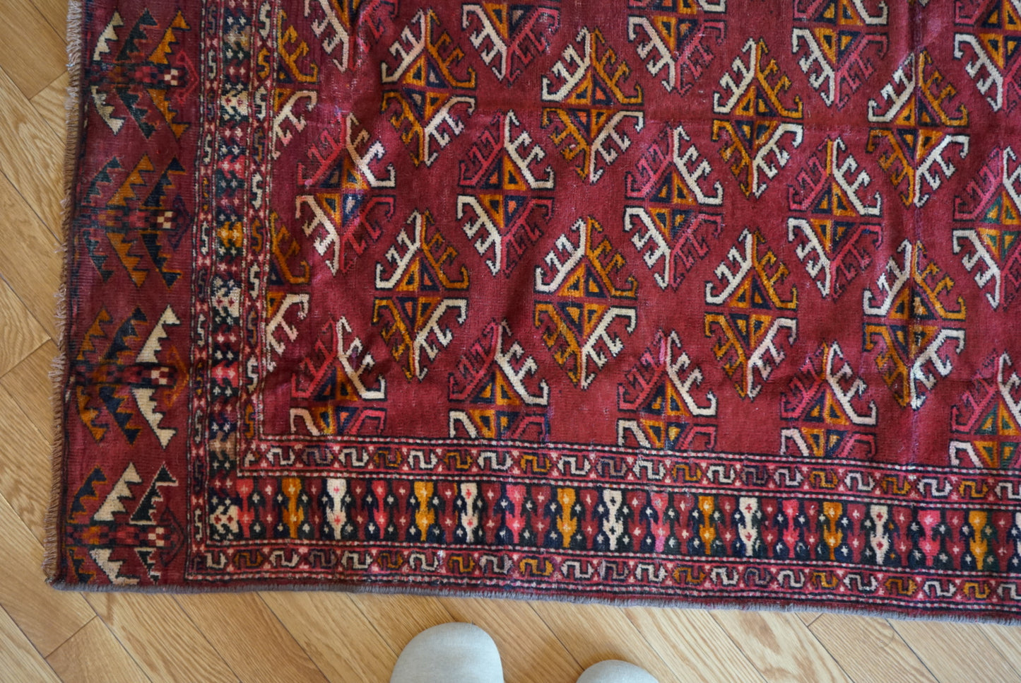 Afghanistan Old Turkmen Yamut Wine Red 1960年代 195 × 112 cm No.AF2539 / 国内送料無料・羊毛手織り絨毯