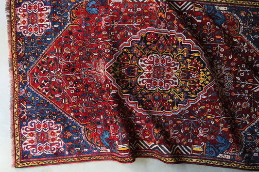 IRAN ANTIQUE SHIRAZ QASHQAI HEYBATLO 1880年代 214 × 123 cm