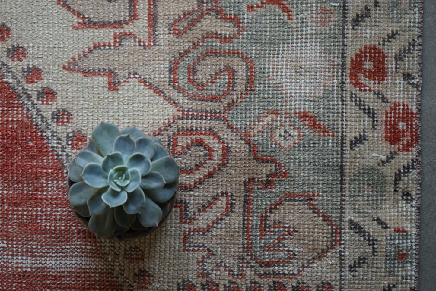 Türkiye Old Avanos Orange , Sage green 1970年代 214 × 132 cm No.TR25262