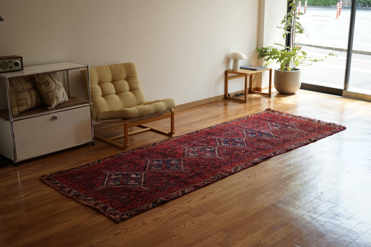 店頭販売 IRAN ANTIQUE SHIRAZ KHAMSEH RUNNER 1920年代 284 × 98 cm / 9'3" × 3'2" ft