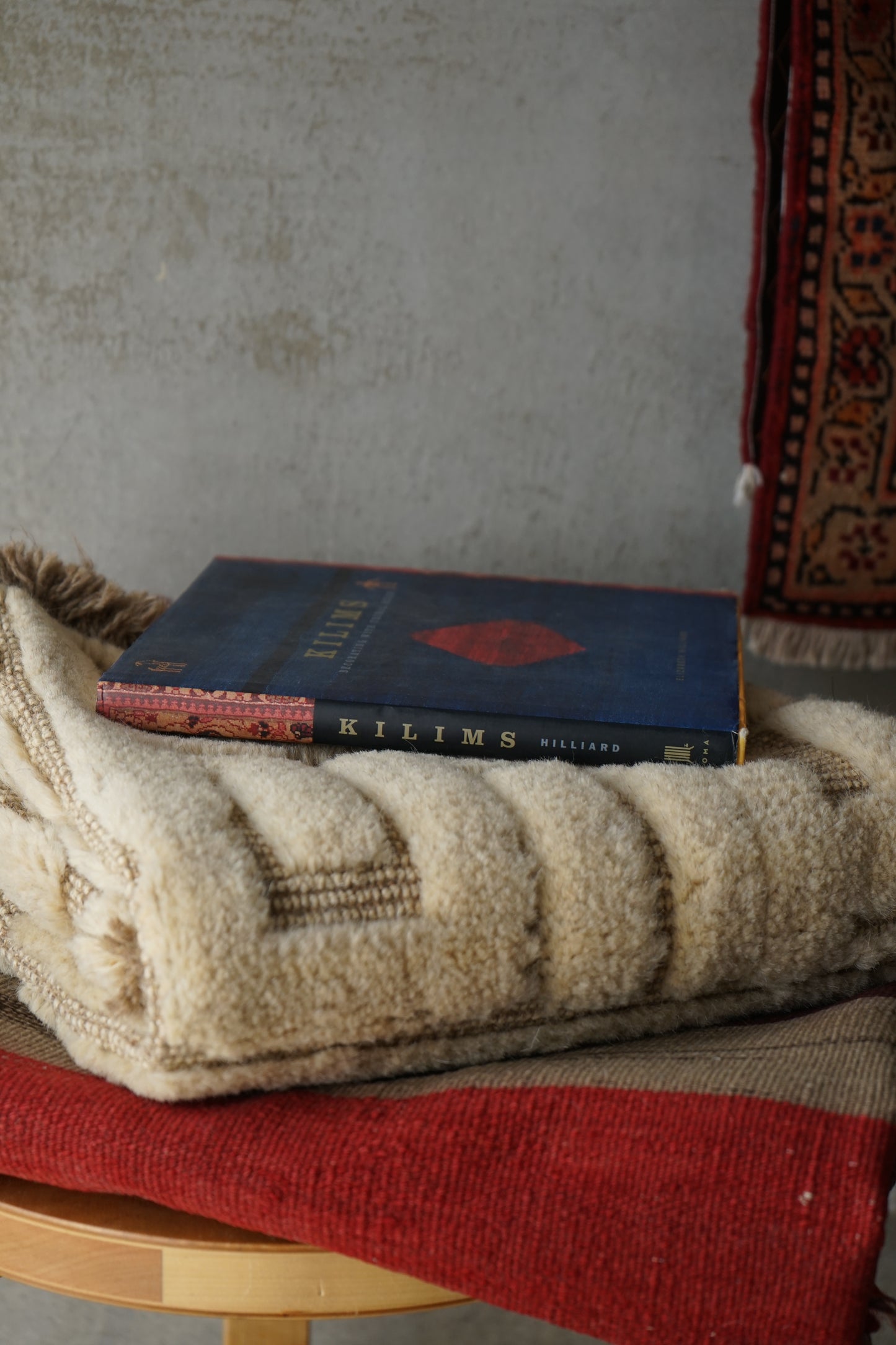 IRAN ANTIQUE AFSHAR TABLECLOTH 1840年代 129 × 126.5 cm