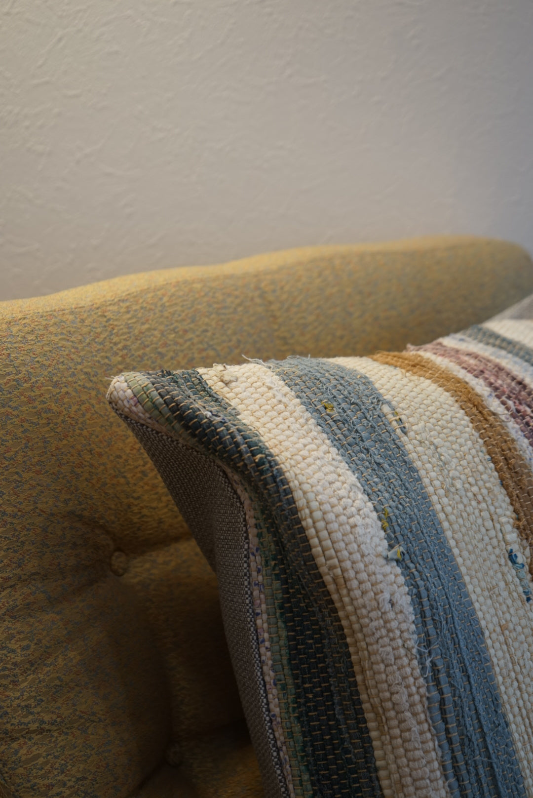 Türkiye Old Kilim Cushion Cover Stripe Mix Color Ivory , Blue 55 × 52 cm No.TR25399