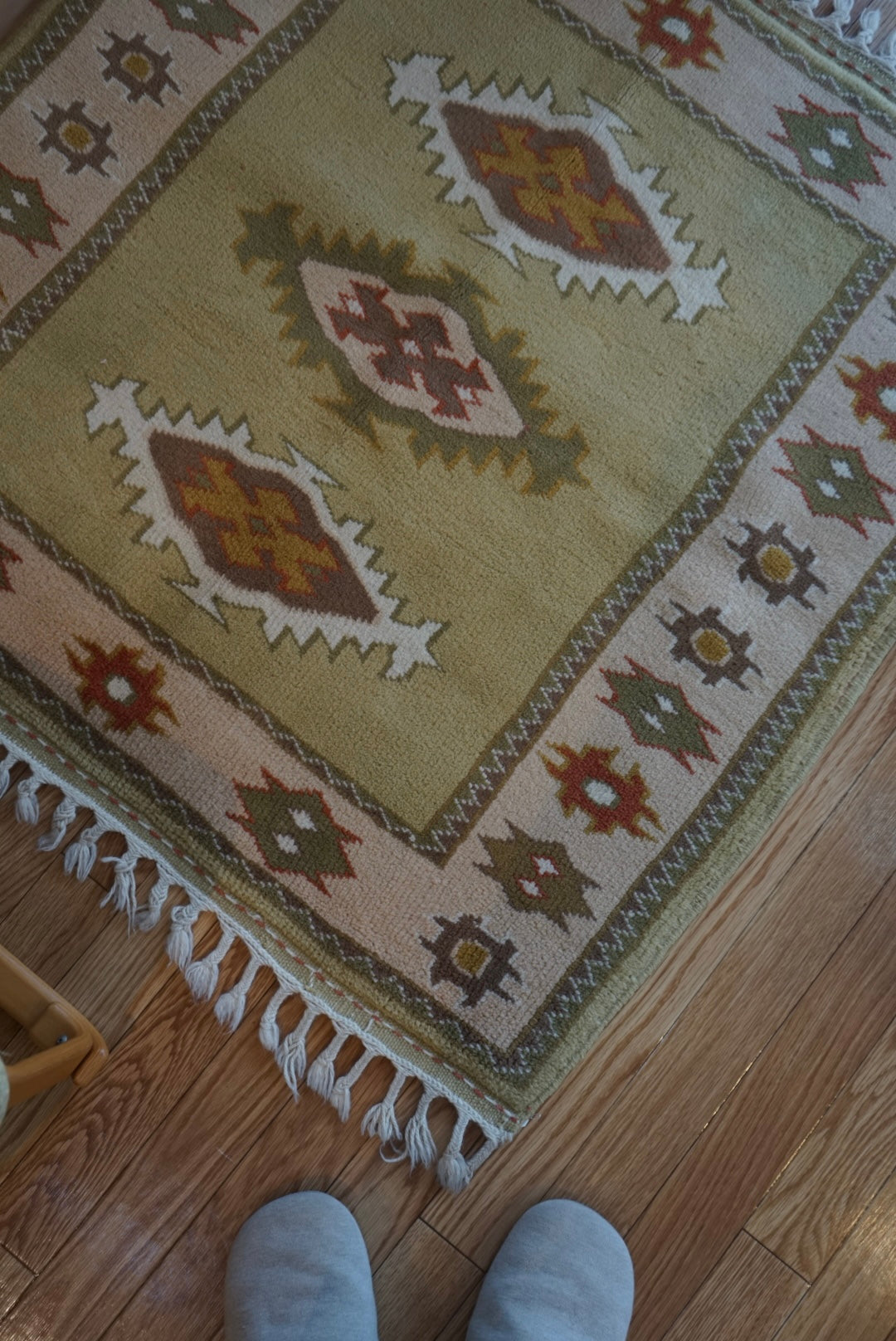 Türkiye Old Milas Square Yellow Beige 1950-1960年代 106 × 106 cm