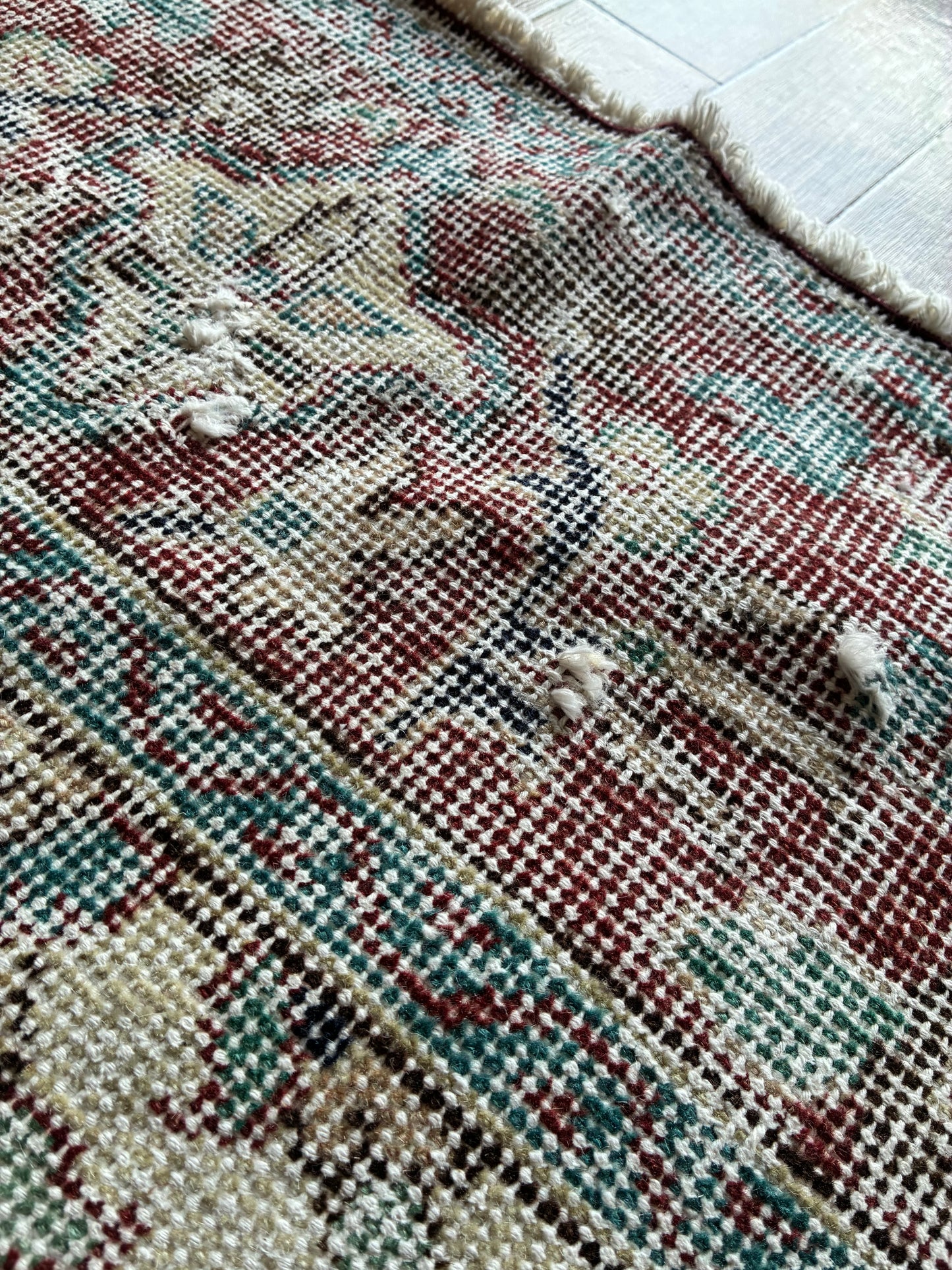 Türkiye Old Isparta Beige Cerulean Blue Floral 1970年代 303 × 160.5 cm No.TR25391