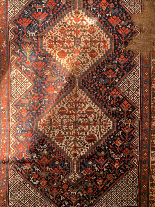 店頭販売 IRAN ANTIQUE SHIRAZ KHAMSEH BAHARLO 1820-1840年代 191 × 155 cm