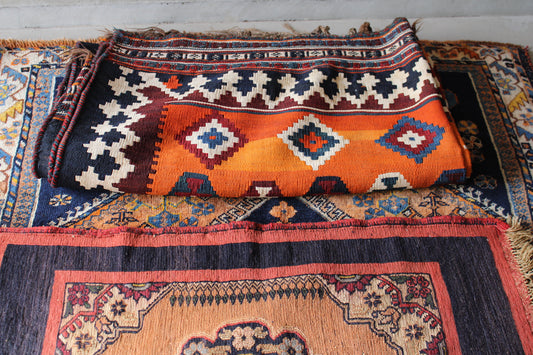 IRAN ANTIQUE SHIRAZ QASHQAI KILIM 1900年代 292 × 138 cm / 9'5" × 4'5" ft