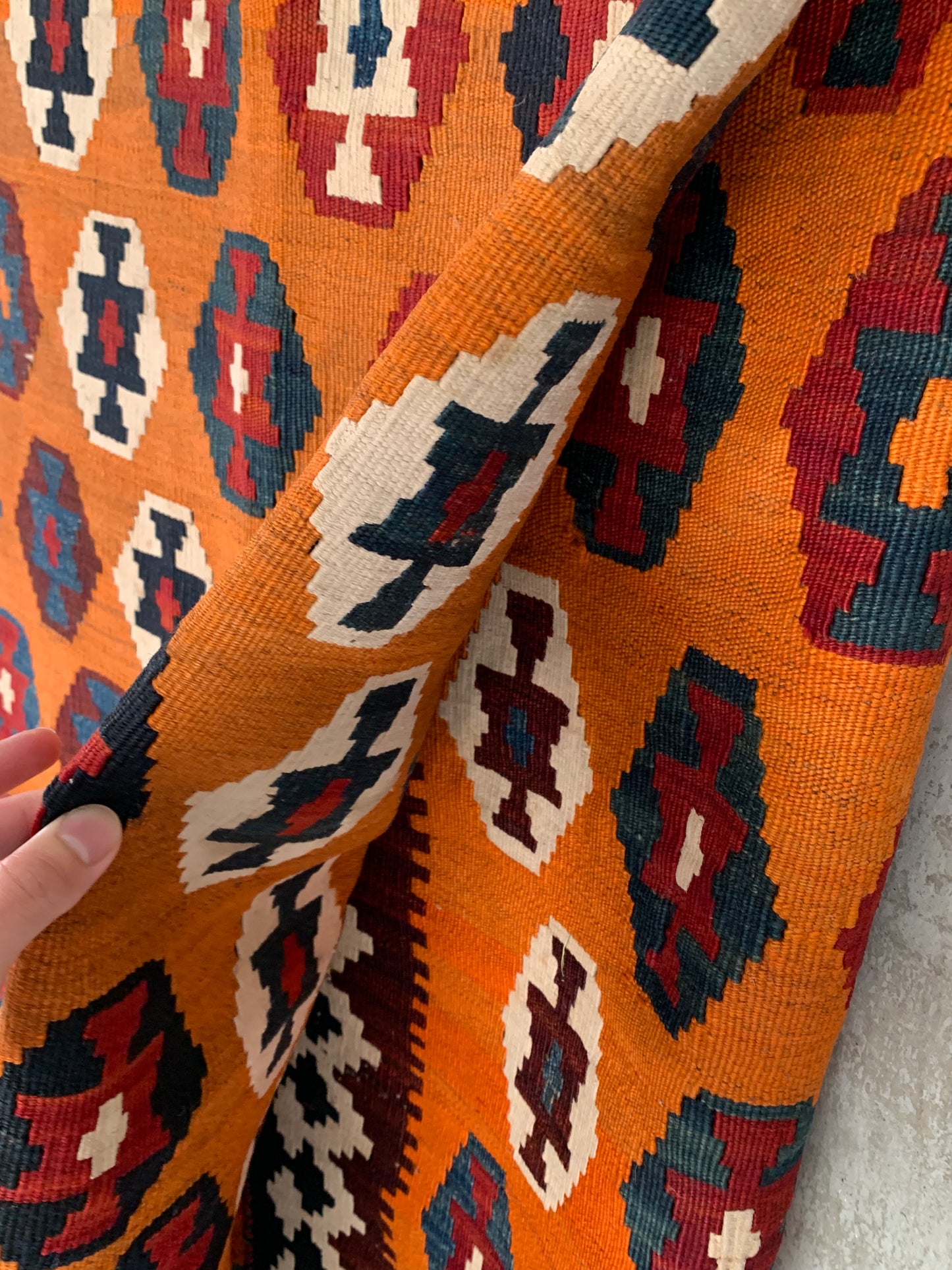 IRAN ANTIQUE SHIRAZ QASHQAI KILIM 1900年代 292 × 138 cm / 9'5" × 4'5" ft