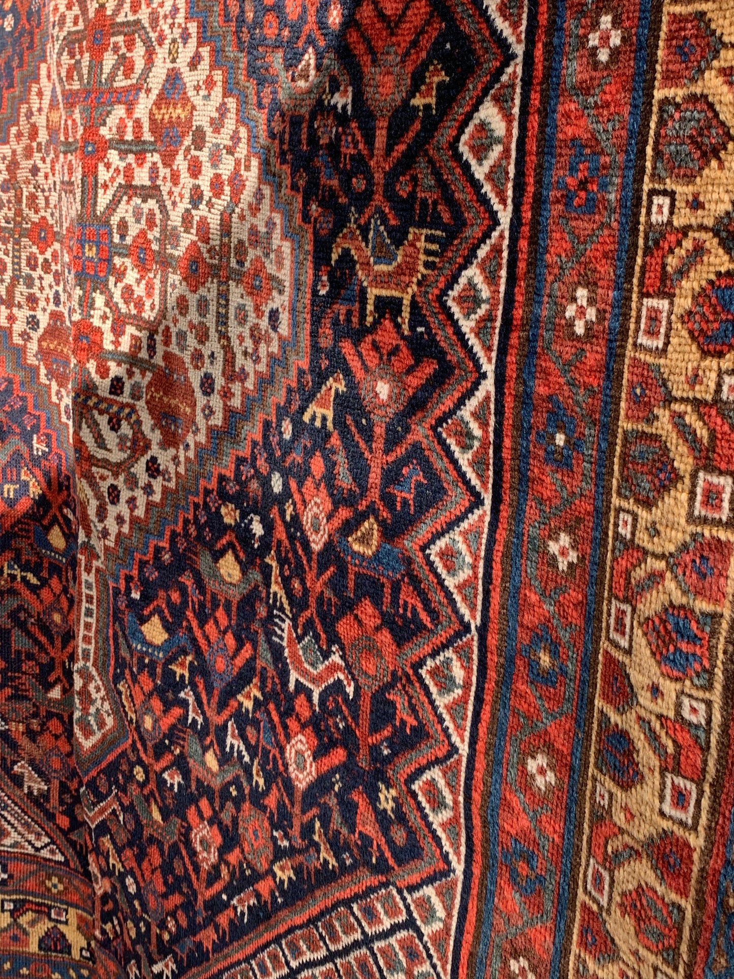 店頭販売 IRAN ANTIQUE SHIRAZ KHAMSEH BAHARLO 1820-1840年代 191 × 155 cm
