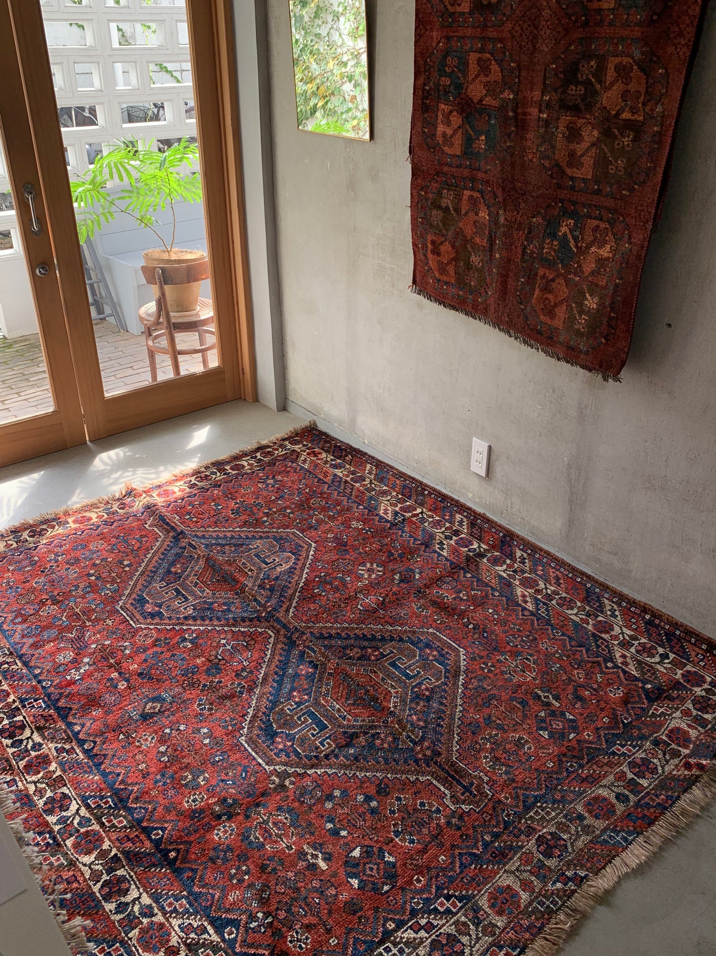 IRAN ANTIQUE SHIRAZ KHAMSEH 1880年代 195×166cm