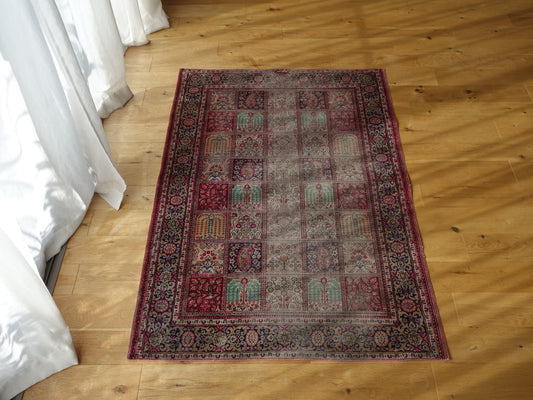 IRAN ANTIQUE QOM SILK 1860年代 143×100cm