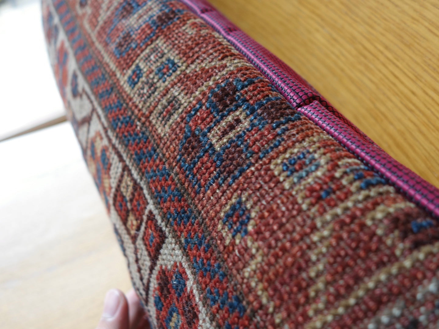 IRAN ANTIQUE SHIRAZ KHAMSEH CUSHION COVER 1840年代 64×24cm