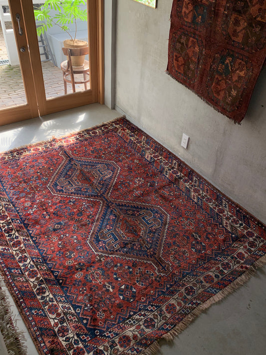 IRAN ANTIQUE SHIRAZ KHAMSEH 1880年代 195×166cm