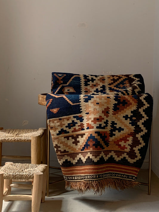 IRAN ANTIQUE SHIRAZ QASHQAI KASHKOLI KILIM 1880年代 270×159.5cm