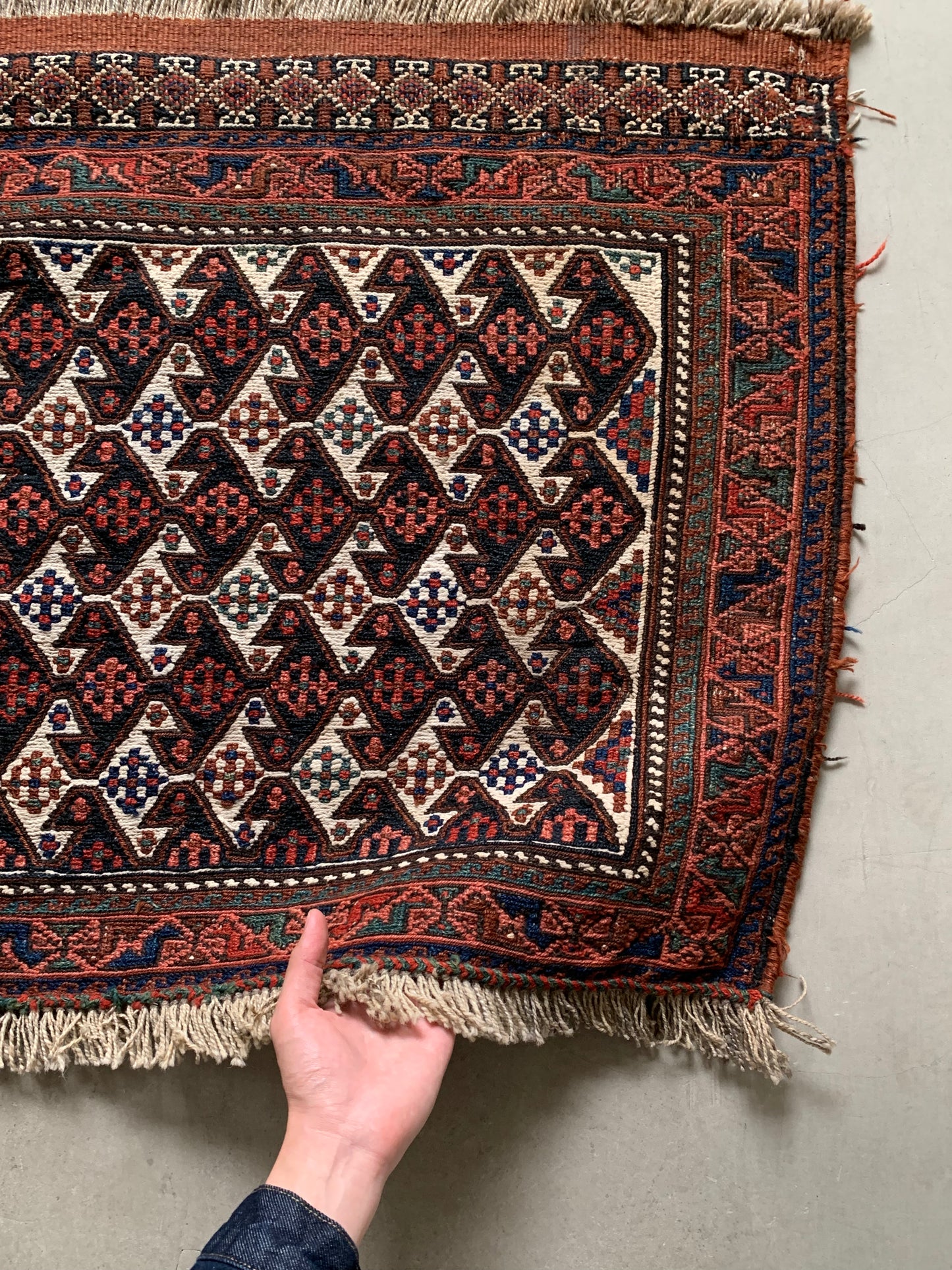 IRAN ANTIQUE AGHAJARI 1880年代 151×72cm