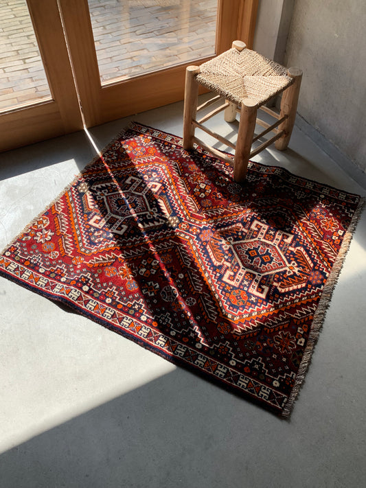 IRAN ANTIQUE GHASHGHAEI BERGAMOT 1900年代 95×85cm