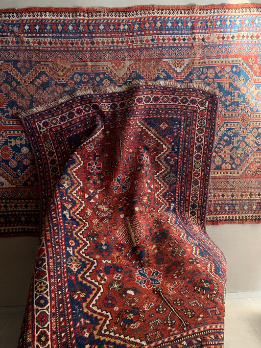 IRAN ANTIQUE SHIRAZ KHAMSEH KAFTAR 1870年代 149×105cm