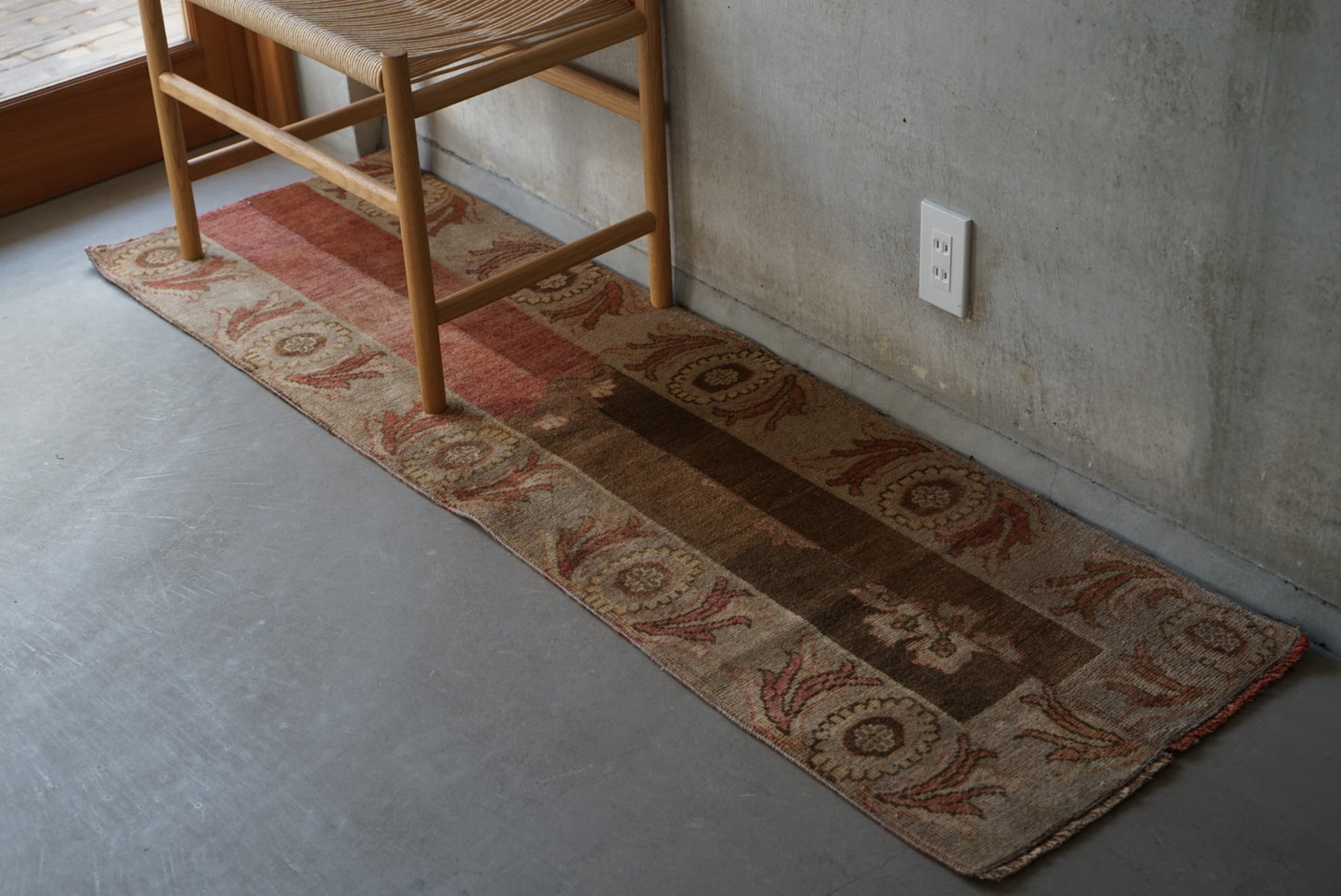 Türkiye Old Oushak Beige , Brown Runner 1970年代 166 × 50 cm No.TR25270