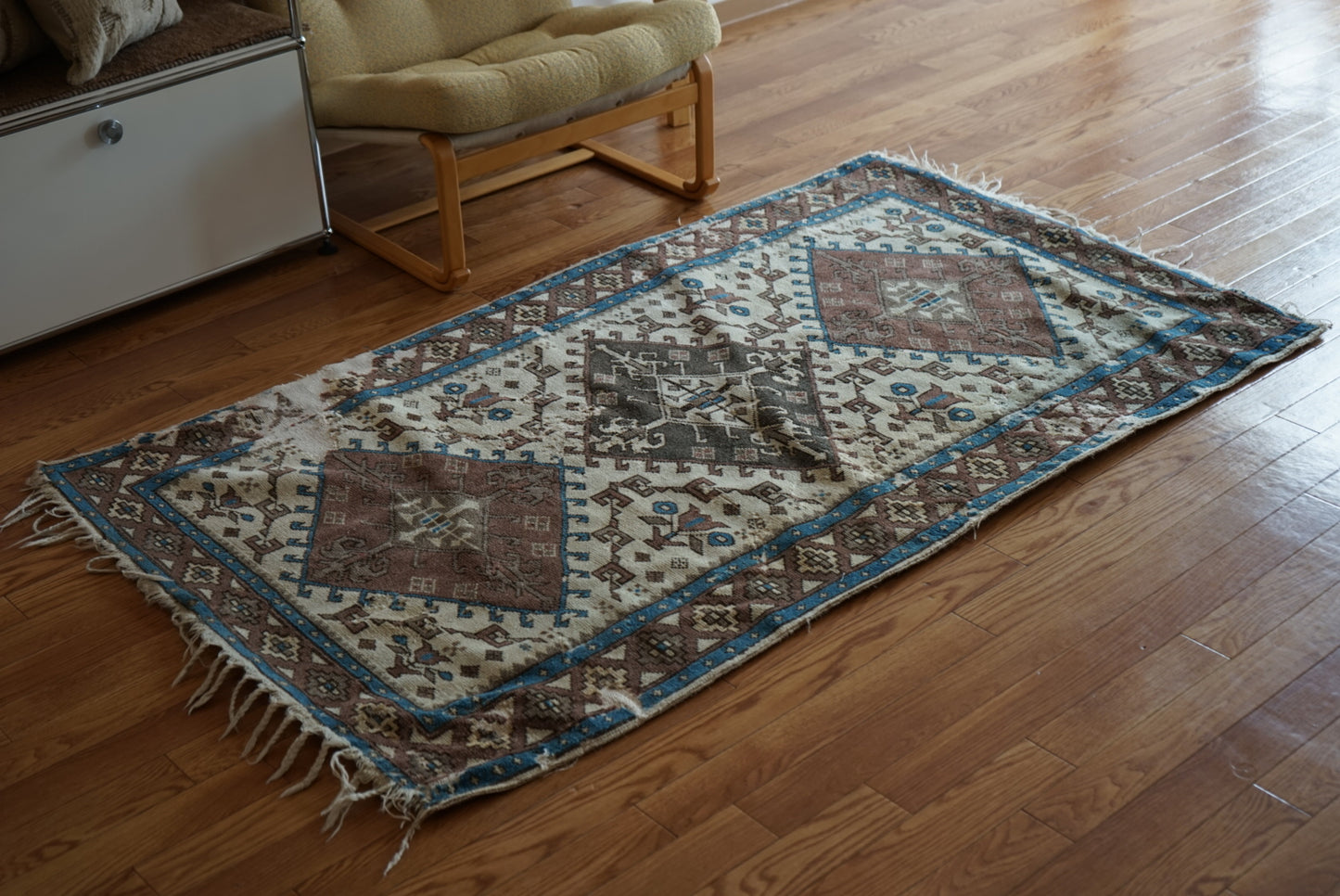 Türkiye Old Oushak Shabby Beige 1960年代 197 × 97 cm No.TR25341