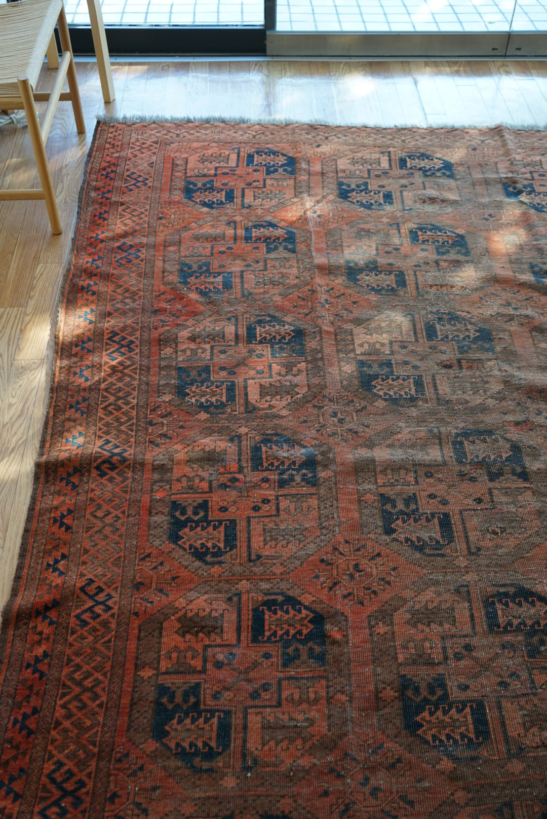 店頭販売 Afghanistan Old Turkmen Slaiman Brick Red 1900年代 301 × 202 cm  No.AF2540 / 国内送料無料・羊毛手織り絨毯