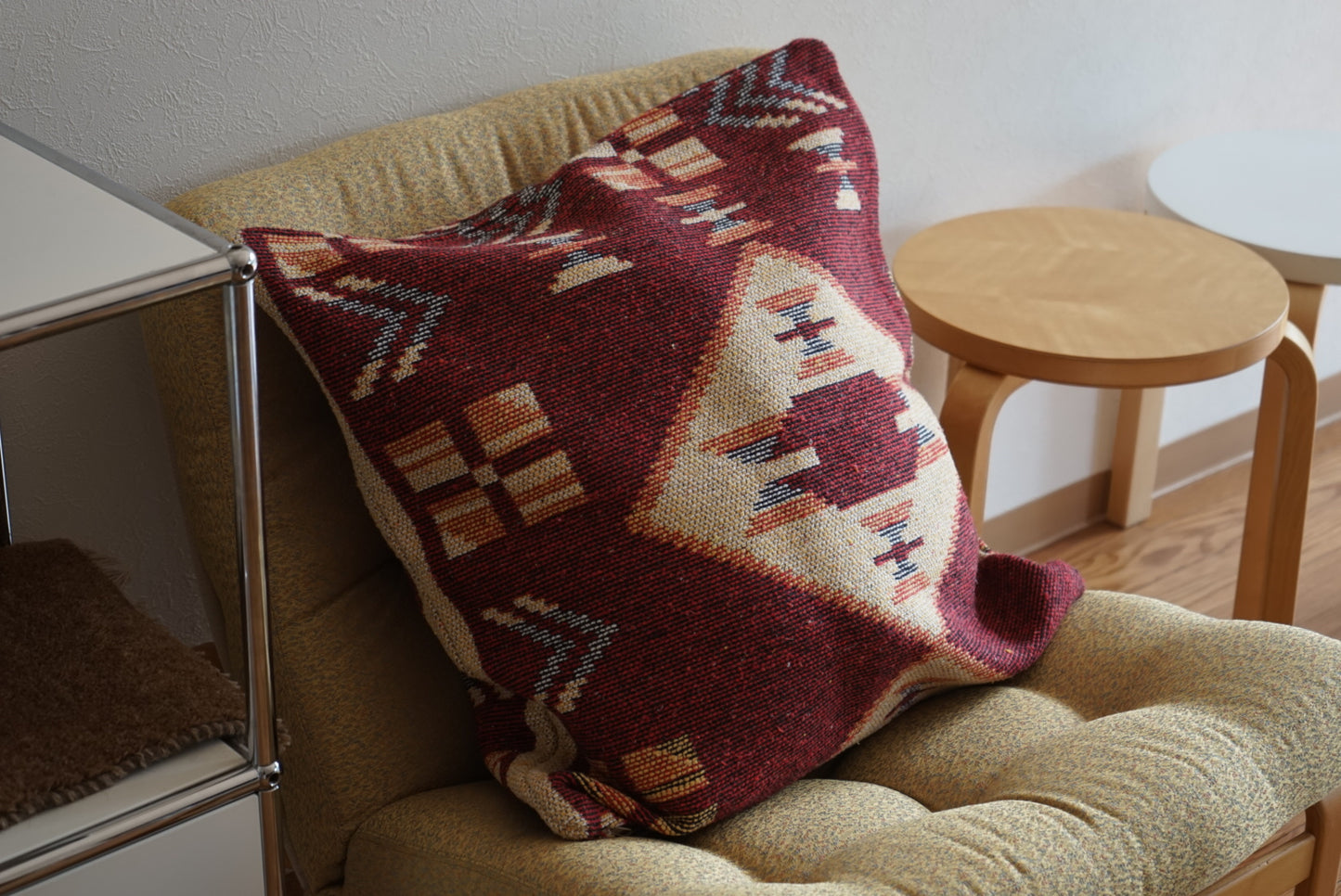 Türkiye Old Kilim Cushion Cover Wine Red , Tribal Design 59 × 58 cm No.TR25450