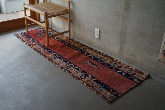 Türkiye Old Oushak Salmon Pink , Navy Runner 1970年代 191 × 60 cm No.TR25271