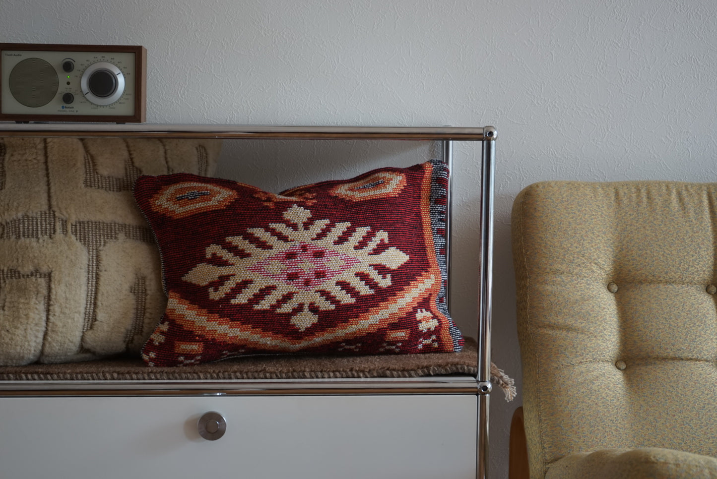 Türkiye Old Kilim Cushion Cover 表 Red / 裏 Yellow 49 × 39 cm No.TR25394