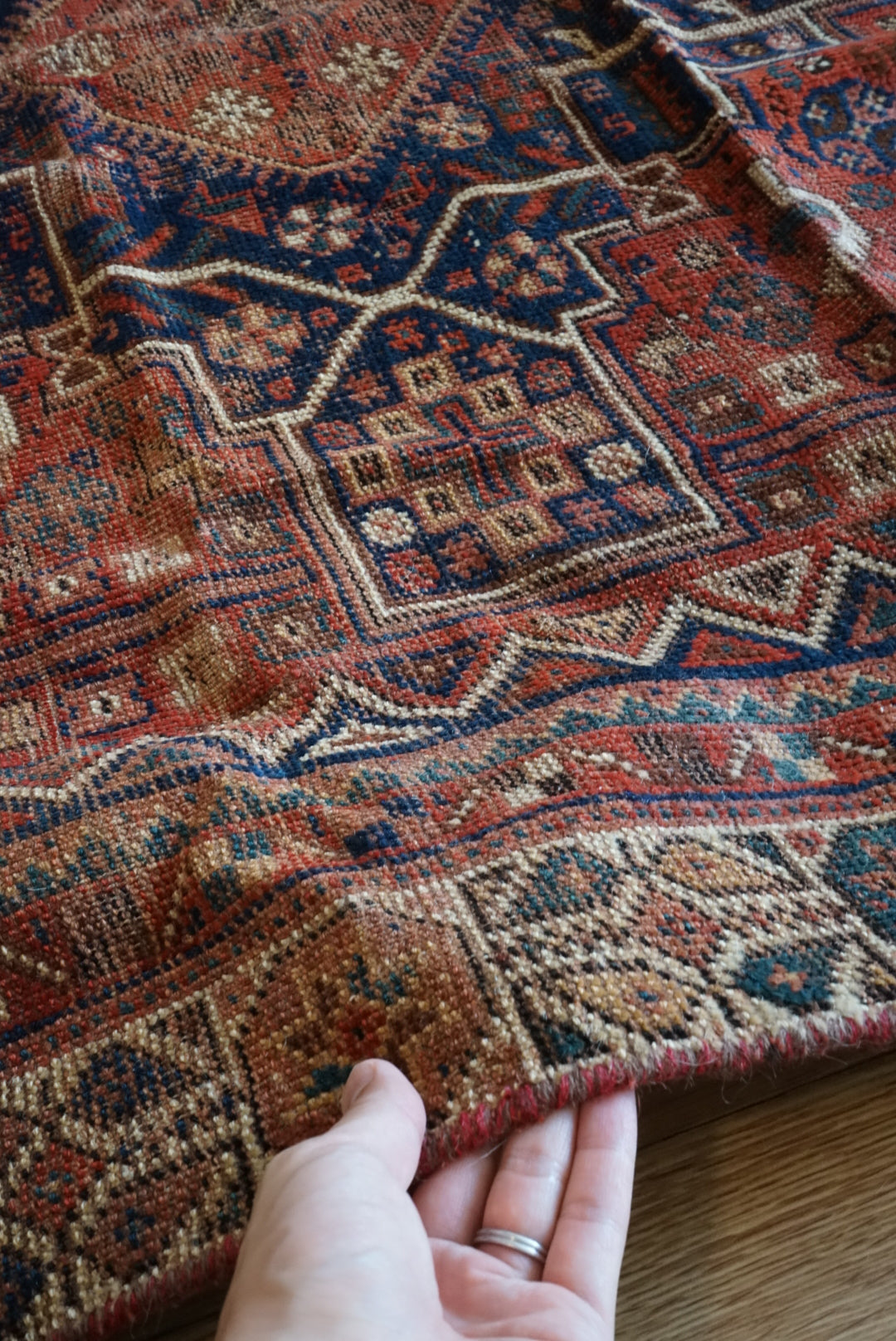 店頭販売 Afghanistan Old Persia Design 1930年代 179.5 × 140.5 cm  No.AF2535 / 国内送料無料・羊毛手織り絨毯