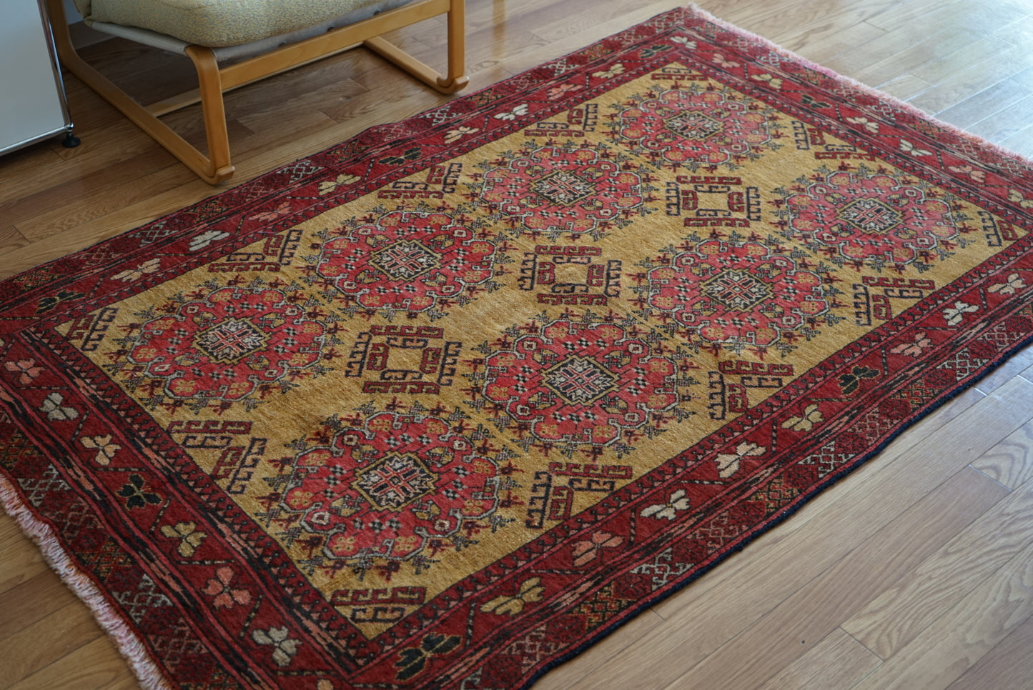 Afghanistan Old Turkmen Yellow Mustard 1950年代 188 × 123 cm No.AF2520