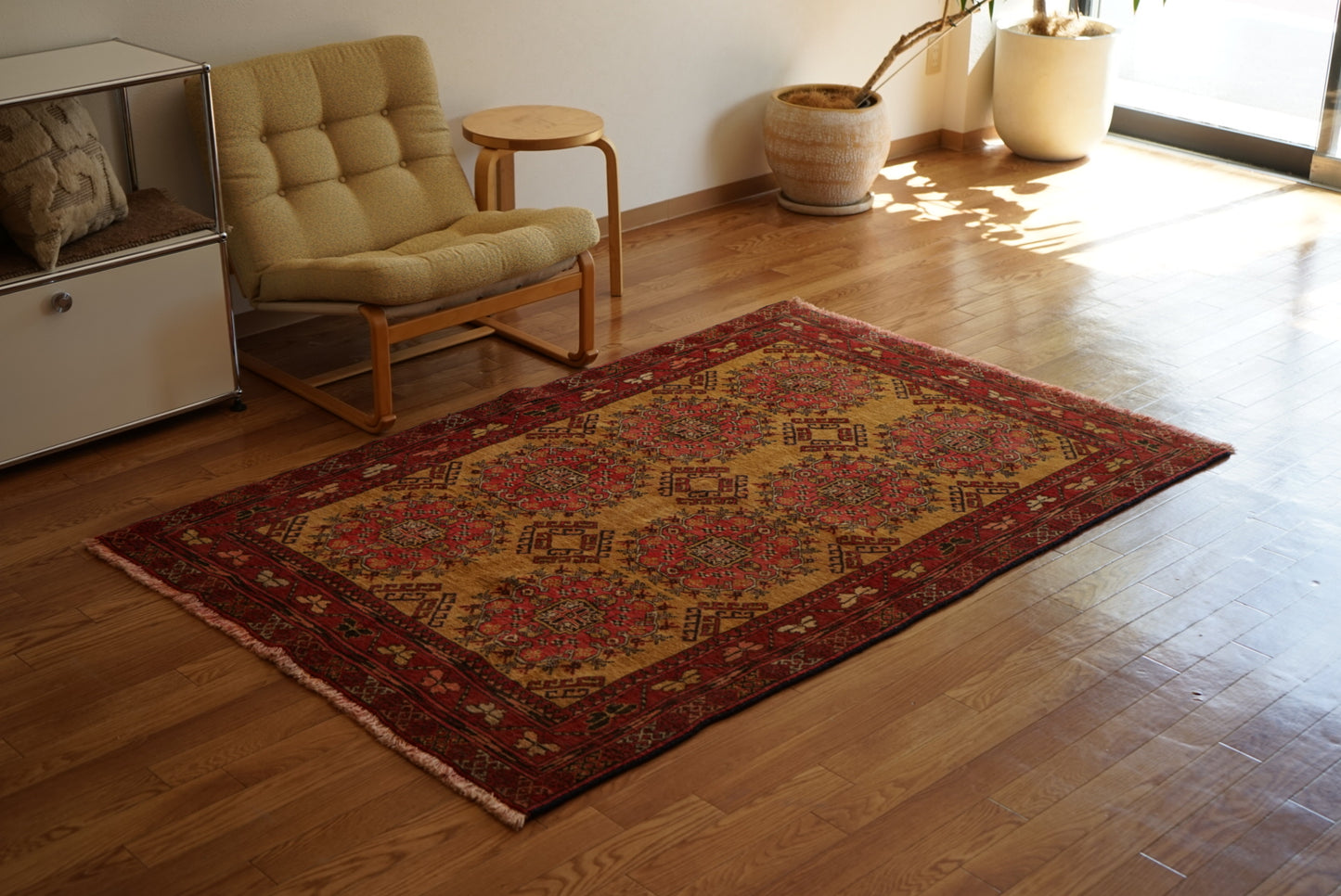 Afghanistan Old Turkmen Yellow Mustard 1950年代 188 × 123 cm No.AF2520