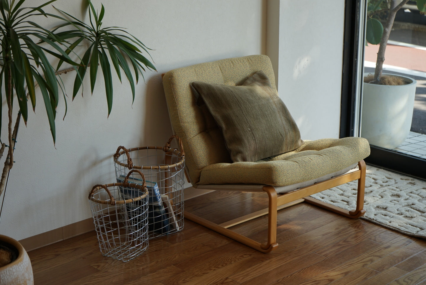 Türkiye Old Kilim Cushion Cover Sage Green Stripe Design 46 × 45 cm No.TR25562 / 送料無料・羊毛手織りキリム