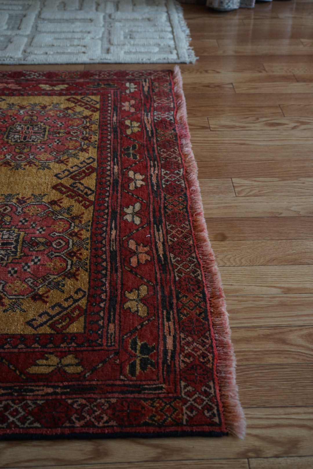 Afghanistan Old Turkmen Yellow Mustard 1950年代 188 × 123 cm No.AF2520