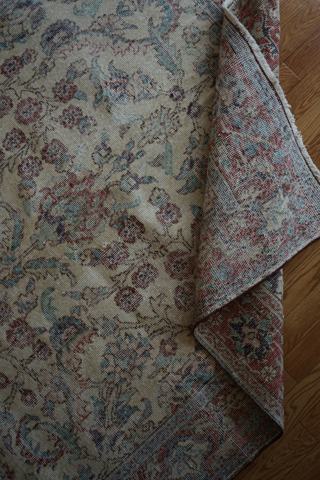 Türkiye Old Isparta Beige Cerulean Blue Floral 1970年代  303 × 160.5 cm No.TR25391