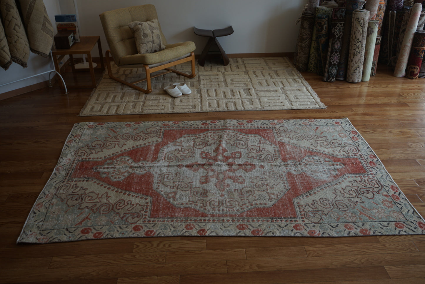 Türkiye Old Avanos Orange , Sage green 1970年代 214 × 132 cm No.TR25262