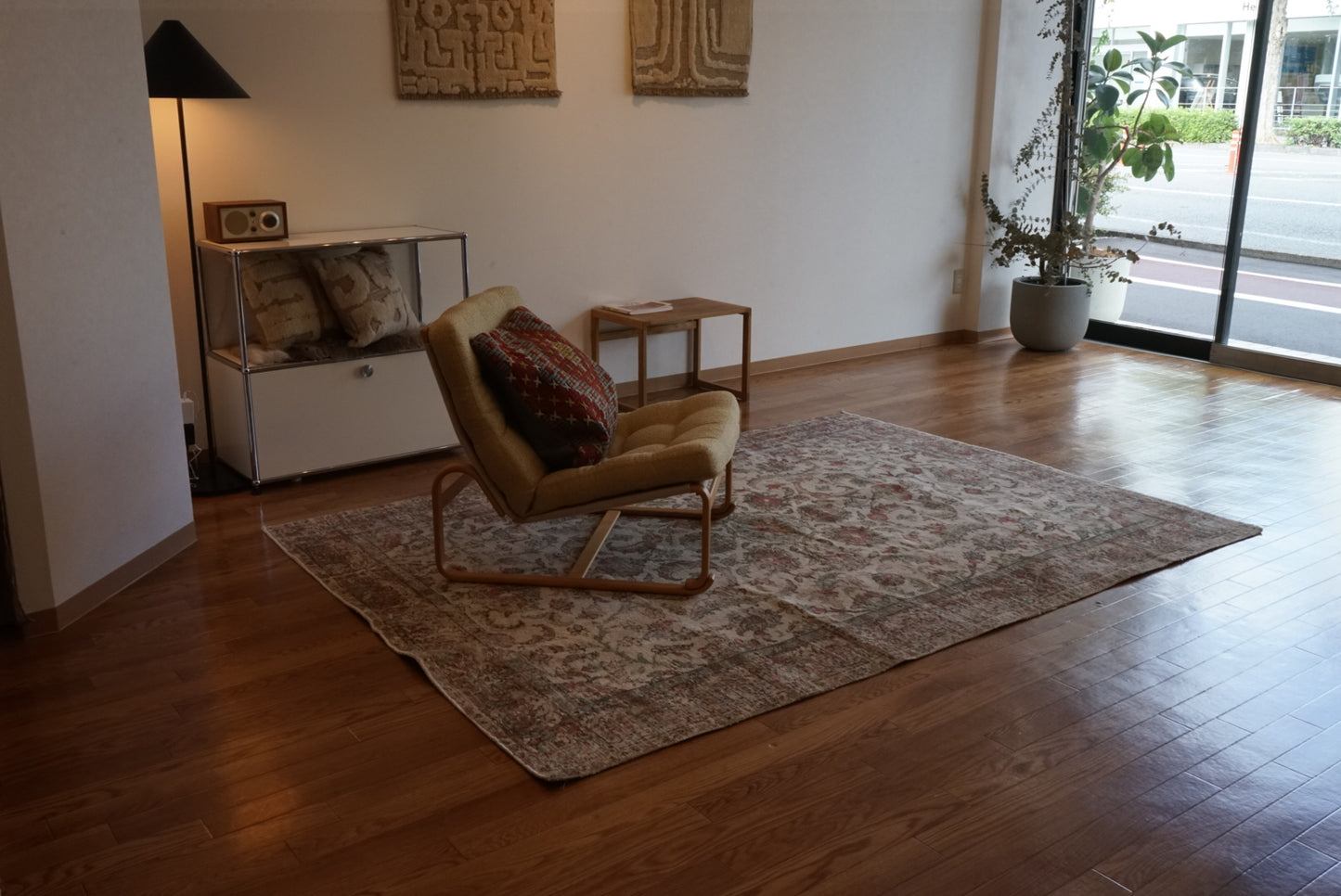 Türkiye Old Isparta Medallion Beige , Green , Rose Red 1960年代 231 × 165 cm No.TR25477 / 国内送料無料