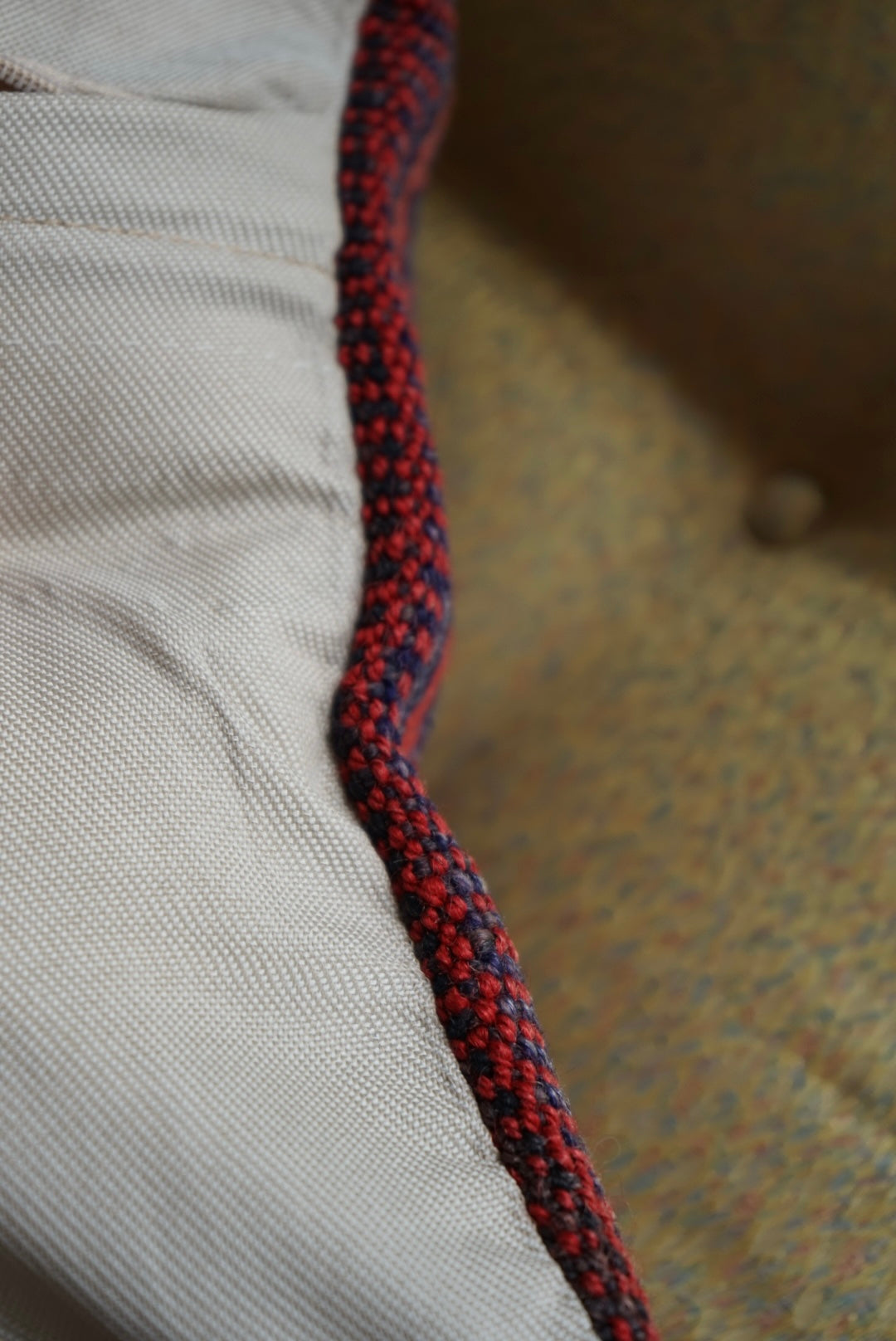 Türkiye Old Kilim Cushion Cover Red , Blue , White Stripe 40 × 40 cm No.TR25445