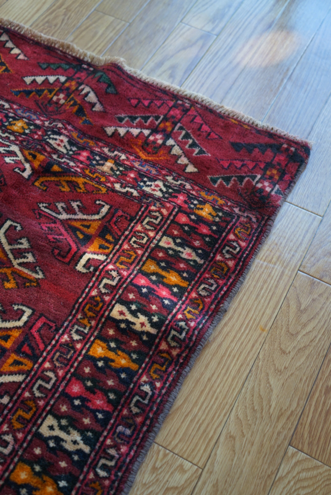 Afghanistan Old Turkmen Yamut Wine Red 1960年代 195 × 112 cm  No.AF2539 / 国内送料無料・羊毛手織り絨毯