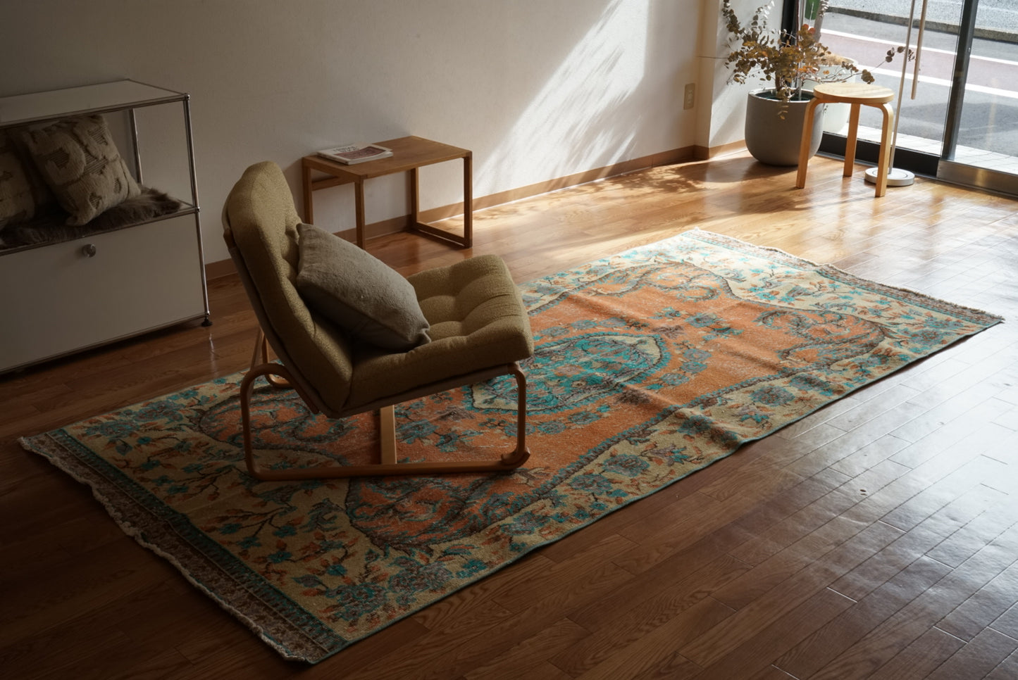Türkiye Old Isparta Orange , Beige , Blue 1970年代 278 × 130.5 cm No.TR25503 / 国内送料無料