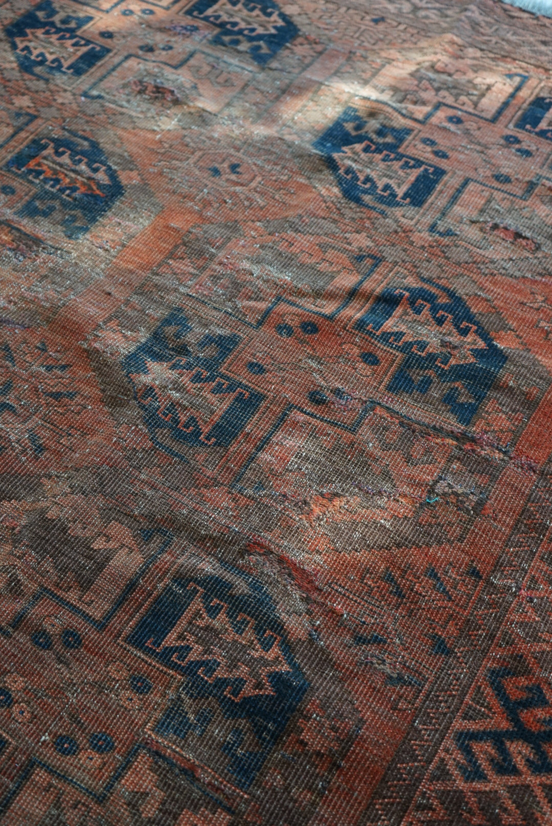 店頭販売 Afghanistan Old Turkmen Slaiman Brick Red 1900年代 301 × 202 cm  No.AF2540 / 国内送料無料・羊毛手織り絨毯