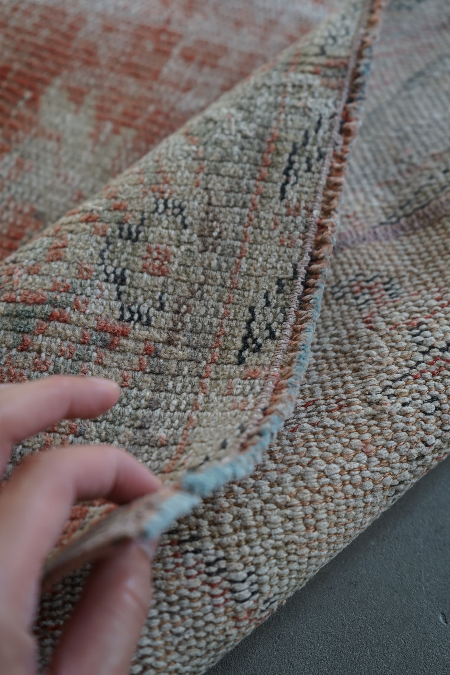 TURKEY VINTAGE SMALL RUG RED FLORAL 97 × 69 cm No.TR25183