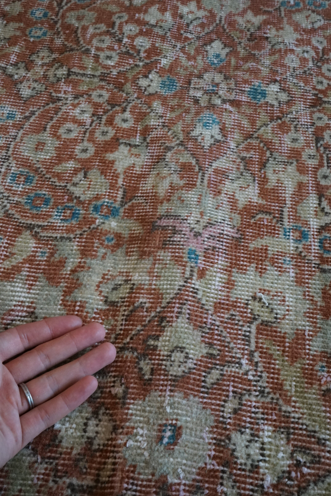 Türkiye Old Isparta Red , Turquoise Blue Floral 1970年代 242 × 137.5 cm No.TR25439