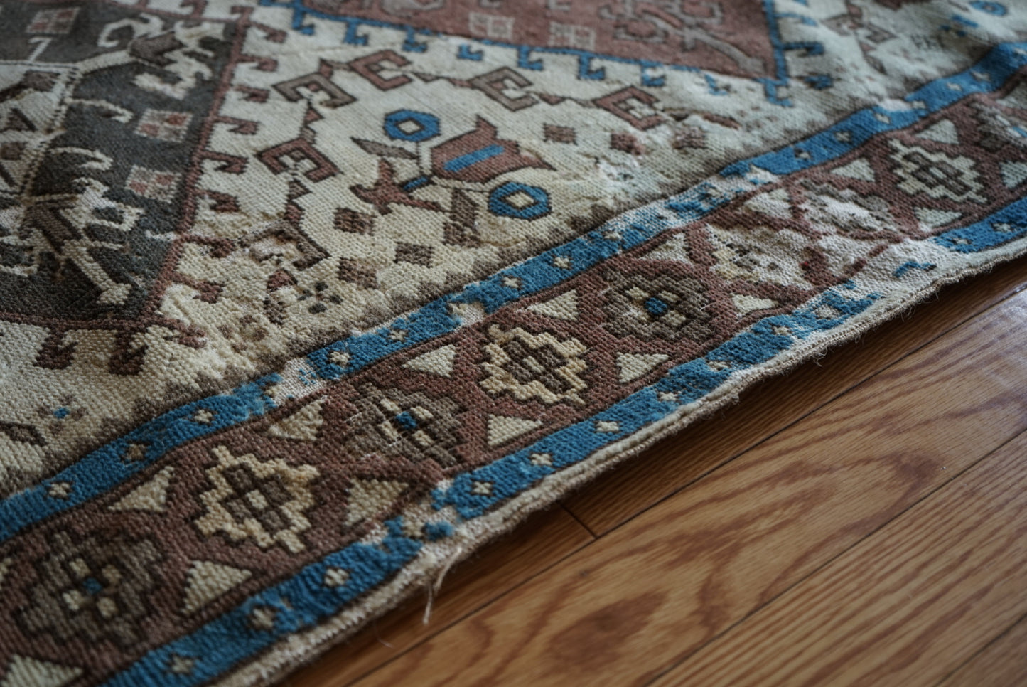 Türkiye Old Oushak Shabby Beige 1960年代 197 × 97 cm No.TR25341