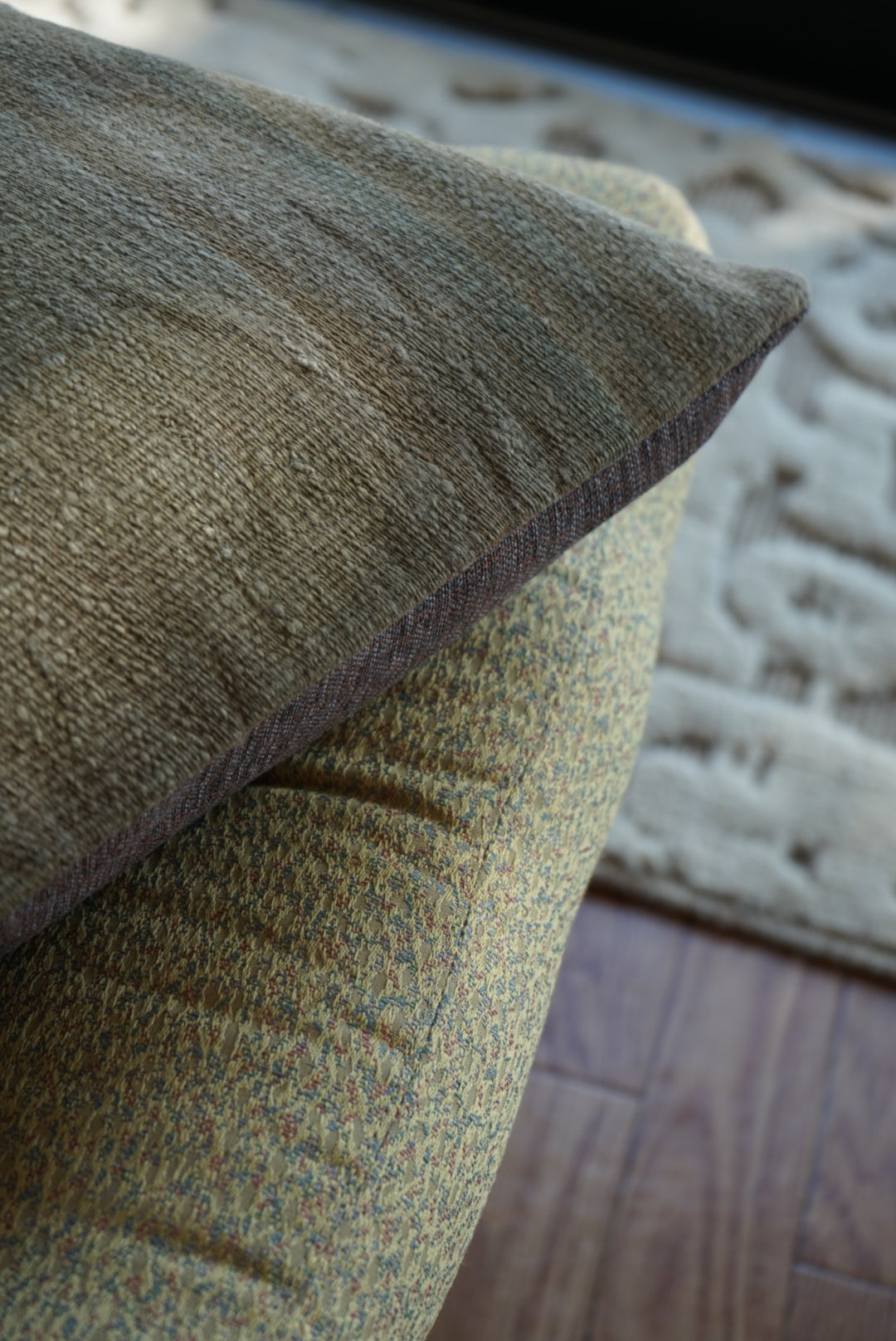 Türkiye Old Kilim Cushion Cover Sage Green Stripe Design 46 × 45 cm No.TR25562 / 送料無料・羊毛手織りキリム