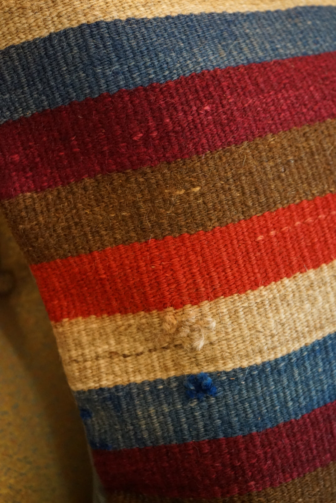 Türkiye Old Kilim Cushion Cover Mix Color Stripe Design 44 × 45 cm No.TR25566 / 送料無料・羊毛手織りキリム