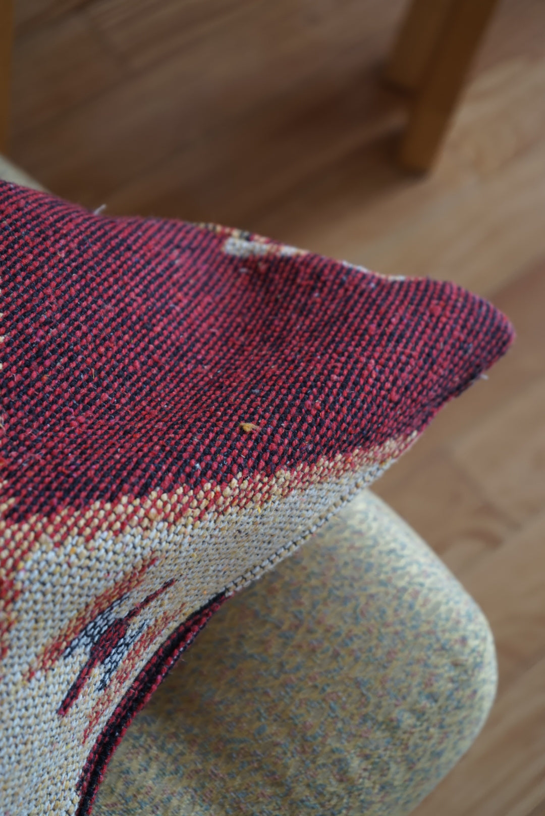 Türkiye Old Kilim Cushion Cover Wine Red , Tribal Design 59 × 58 cm No.TR25450