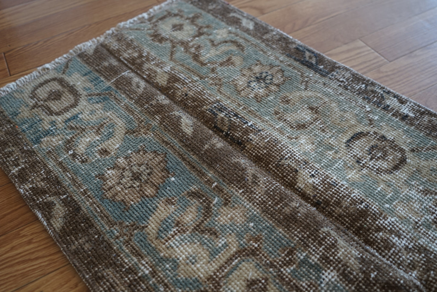Türkiye Old Oushak Mintgreen , Brown Patchwork 1970年代 121.5 × 50 cm No.TR25409