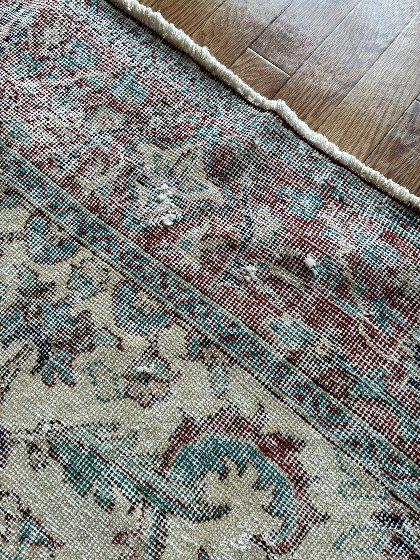 Türkiye Old Isparta Beige Cerulean Blue Floral 1970年代  303 × 160.5 cm No.TR25391