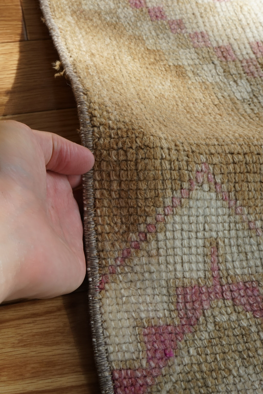 Türkiye Old Oushak Beige , Pink Diamond 1970年代 89 × 57 cm No.TR25501 / 国内送料無料