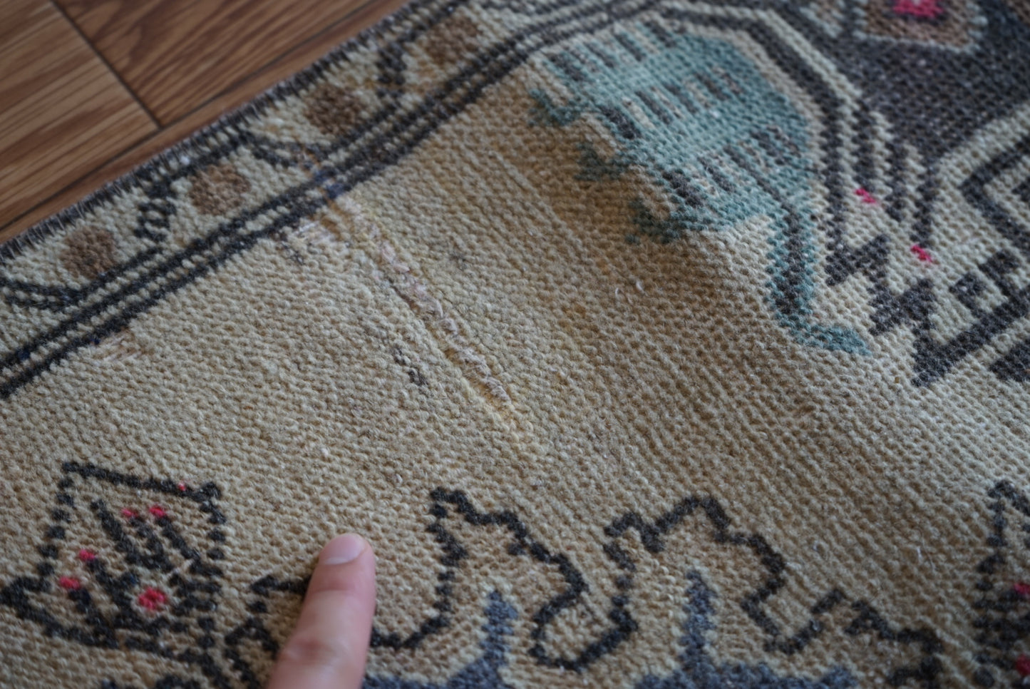 Türkiye Old Oushak Yellowbeige 1970年代 97 × 50.5 cm No.TR25414