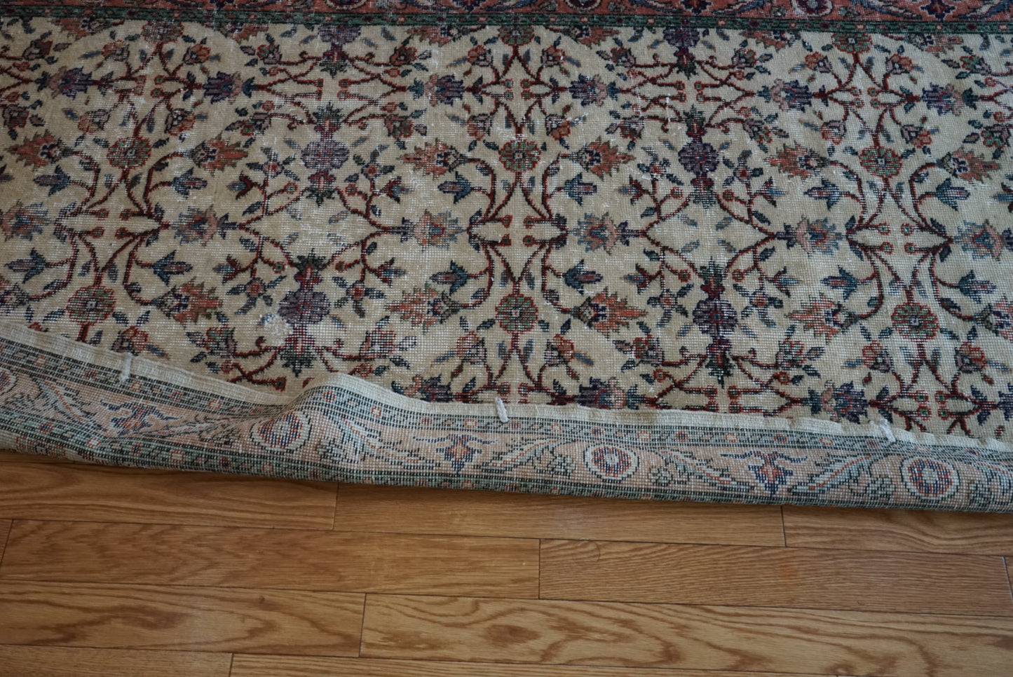 Türkiye Old Isparta Beige , Green , Salmon Pink Floral 1970年代 203 × 113 cm No.TR25438