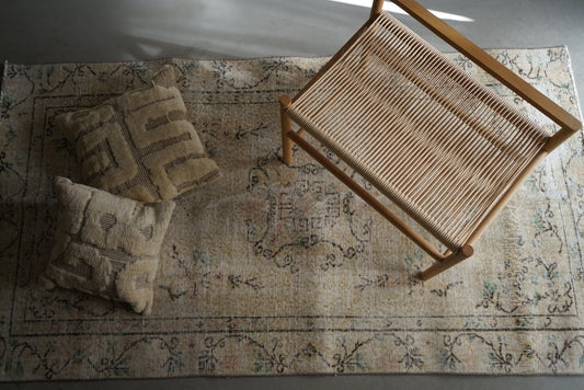 TURKEY OLD ISPARTA YELLOW BEIGE FLOWER 1970年代 194 × 106 cm No.TR25147